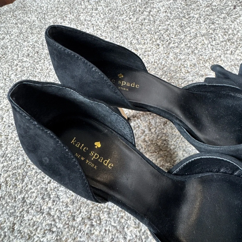 kate spade Black Pointed D'Orsay Heels with Folded Vamp Detail